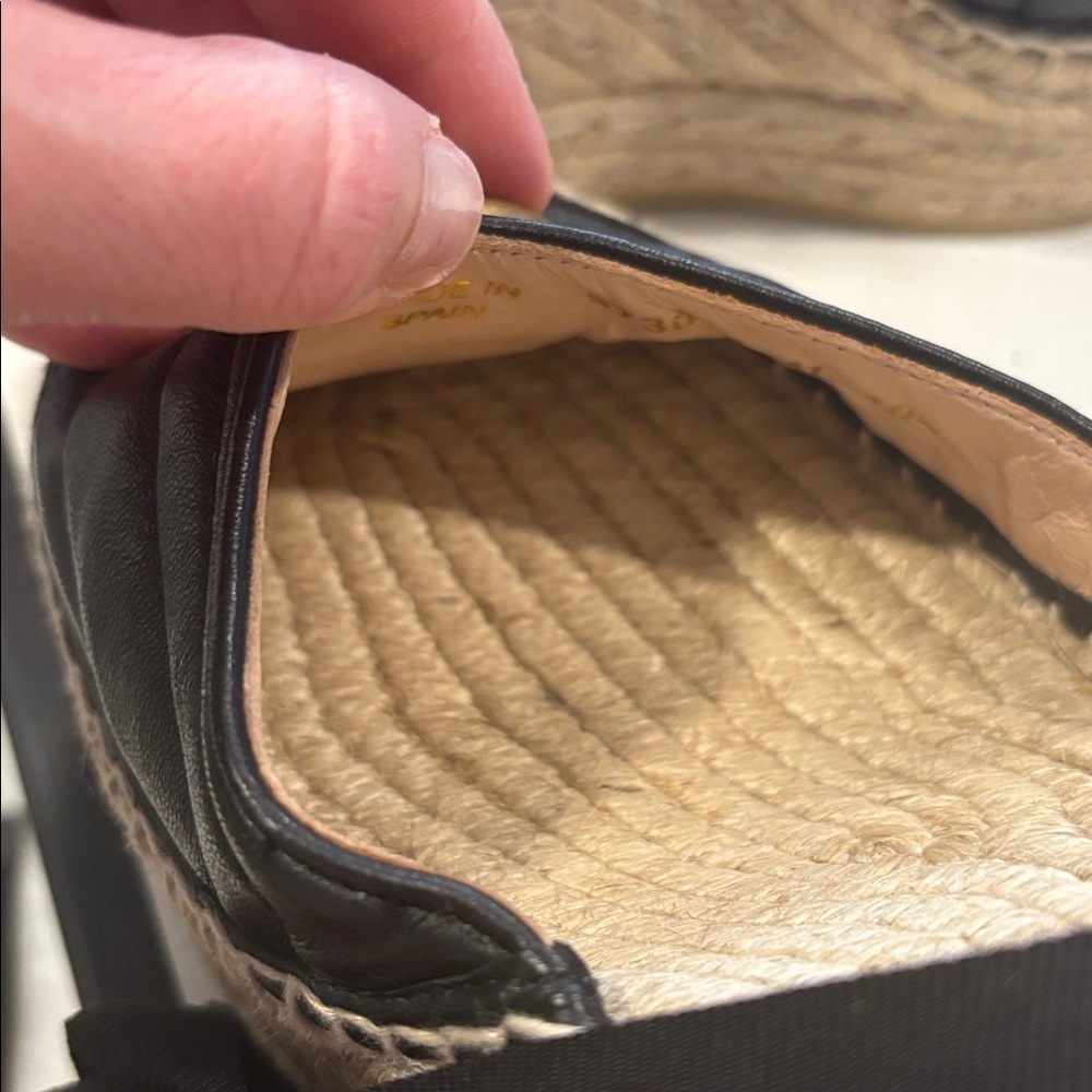 Gucci Black Matelasse Leather GG Marmont Espadrille Ankle-Tie Wedges - Picture 12 of 16